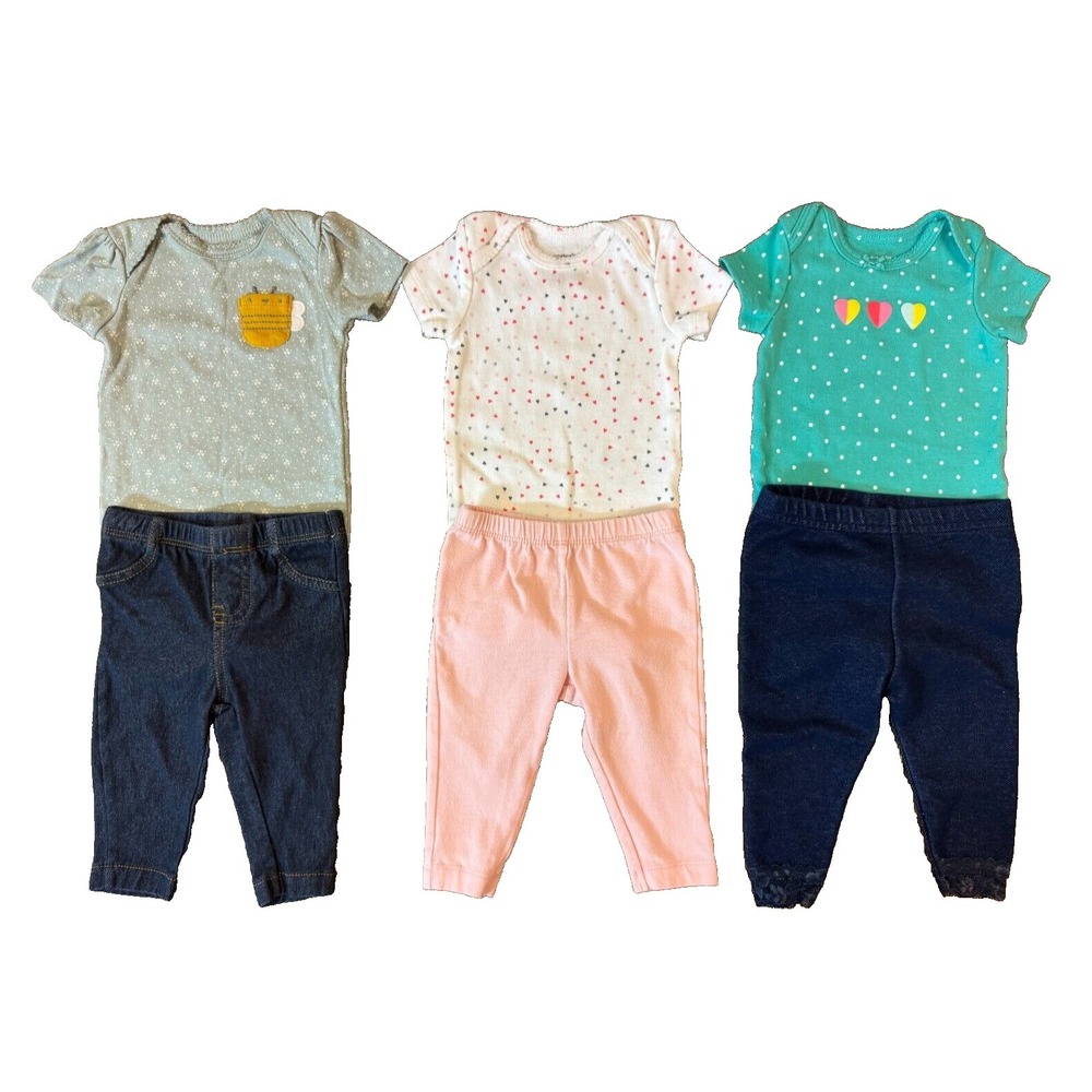 Carters Baby Girl 3 Months Clothes Lot Outfits Leggings Pants Shirts Bodysuits